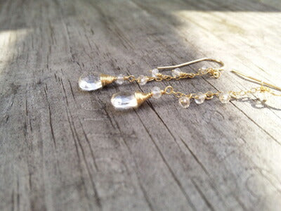 Rafia(ラフィア)【送料無料！】【海外直接買い付け】White topaz(ホワイトトパーズ)ピアス(アクセサリー/ジュエリー)【誕生石/天然石】【パワーストーン】【数量限定】【MADE IN USA】