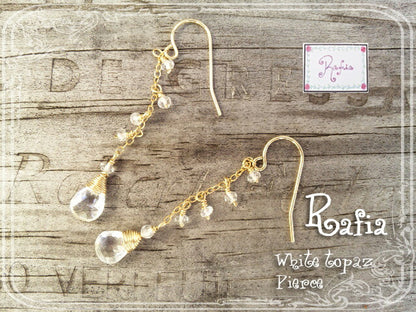 Rafia(ラフィア)【送料無料！】【海外直接買い付け】White topaz(ホワイトトパーズ)ピアス(アクセサリー/ジュエリー)【誕生石/天然石】【パワーストーン】【数量限定】【MADE IN USA】