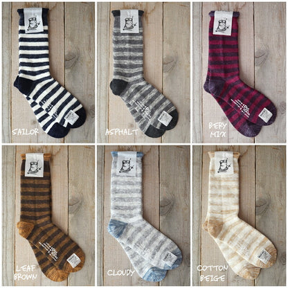 Put on socks(プットオンソックス)"winter marine"ウィンターマリン ラムウール&綿スラブ ボーダーソックス(6 COLOR)【204-25年秋冬☆数量限定生産！】【日本製】