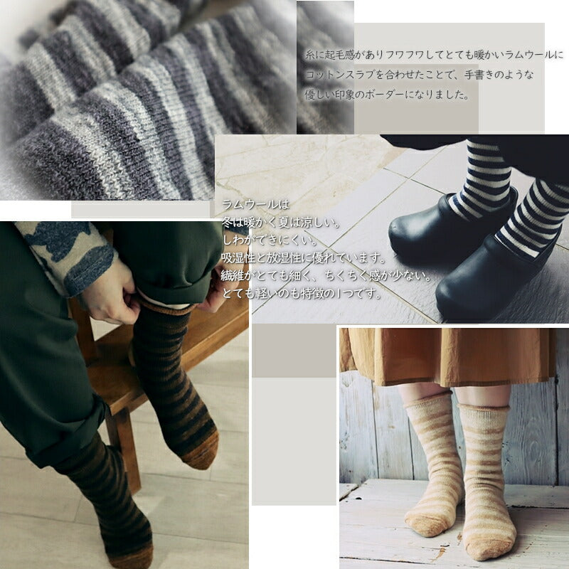 Put on socks(プットオンソックス)"winter marine"ウィンターマリン ラムウール&綿スラブ ボーダーソックス(6 COLOR)【204-25年秋冬☆数量限定生産！】【日本製】